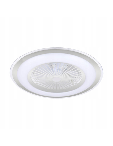 Lampa sufitowa z wentylatorem LED ZEPHYR SILVER 48W z pilotem – nowoczesne oświetlenie do salonu i sypialni