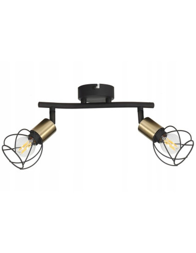 Reflektor sufitowy Mahavi z drucianymi kloszami w czarno-złotej kolorystyce – Industrialny styl do nowoczesnych wnętrz