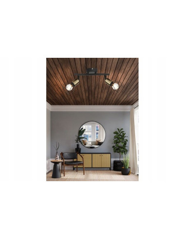 Reflektor sufitowy Mahavi z drucianymi kloszami w czarno-złotej kolorystyce – Industrialny styl do nowoczesnych wnętrz