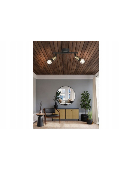 Reflektor sufitowy Mahavi z drucianymi kloszami w czarno-złotej kolorystyce – Industrialny styl do nowoczesnych wnętrz