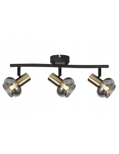 Lampa sufitowa Lauree z regulowanymi reflektorami - elegancka czarno-złota lampa do korytarza i jadalni