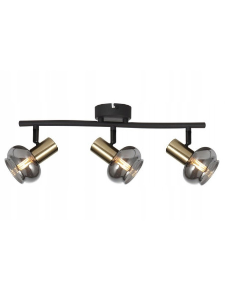 Lampa sufitowa Lauree z regulowanymi reflektorami - elegancka czarno-złota lampa do korytarza i jadalni