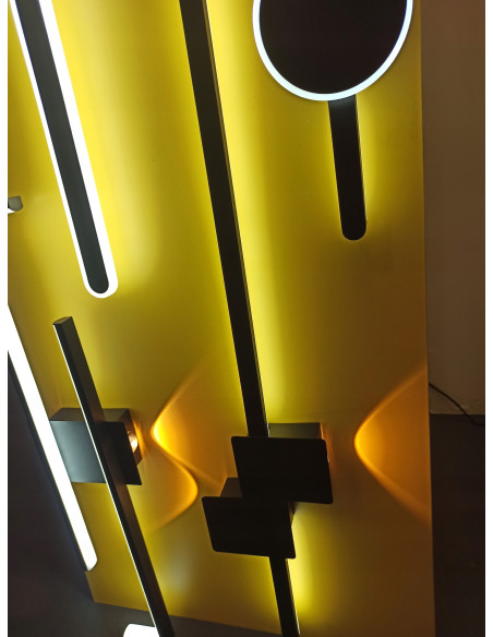 Kinkiet LED Venti VEN 80cm czarno-złoty, designerski z regulacją barwy światła do sypialni, energooszczędny