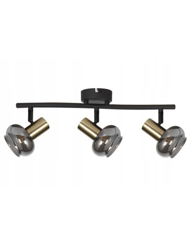 Lampa sufitowa Lauree z regulowanymi reflektorami - elegancka czarno-złota lampa do korytarza i jadalni