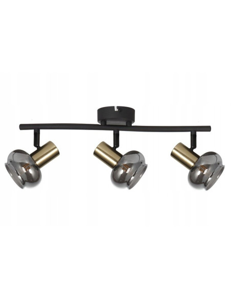 Lampa sufitowa Lauree z regulowanymi reflektorami - elegancka czarno-złota lampa do korytarza i jadalni
