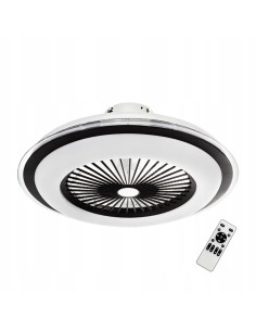 Okrągły wentylator LED ZEPHYR BLACK 48W z pilotem – nowoczesne oświetlenie i chłodzenie do salonu i biura