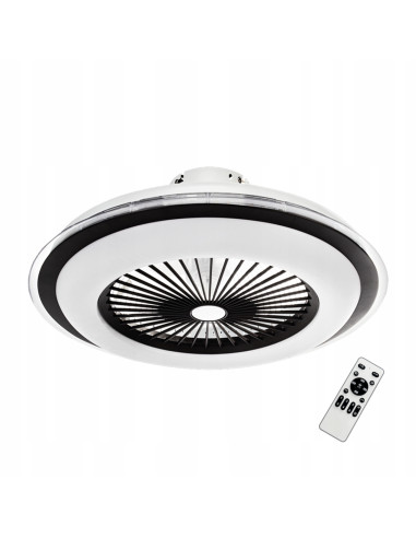 Okrągły wentylator LED ZEPHYR BLACK 48W z pilotem – nowoczesne oświetlenie i chłodzenie do salonu i biura