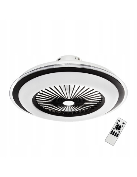 Okrągły wentylator LED ZEPHYR BLACK 48W z pilotem – nowoczesne oświetlenie i chłodzenie do salonu i biura