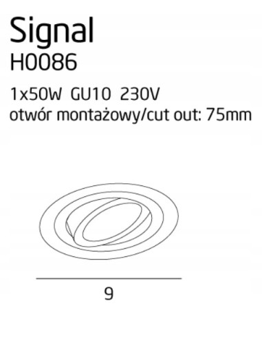 Podtynkowa lampa sufitowa Maxlight SIGNAL, czarna, okrągła - nowoczesny design do kuchni i wnętrz minimalistycznych.