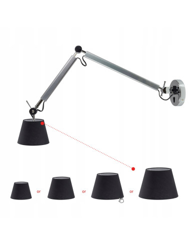 Lampa Ścienna ZYTA WALL S - Srebrna Lampa z Regulowanym Wysięgnikiem dla Nowoczesnych Wnętrz