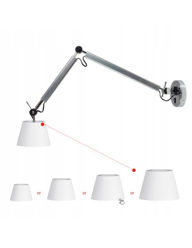 Lampa Ścienna ZYTA WALL S - Srebrna Lampa z Regulowanym Wysięgnikiem dla Nowoczesnych Wnętrz