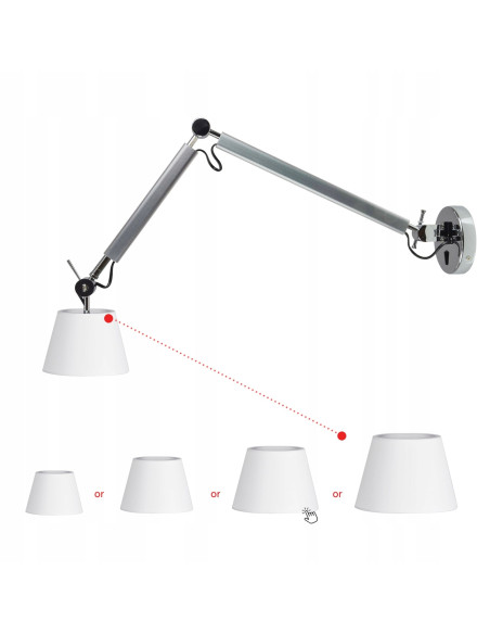 Lampa Ścienna ZYTA WALL S - Srebrna Lampa z Regulowanym Wysięgnikiem dla Nowoczesnych Wnętrz