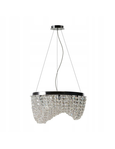 Lampa kryształowa CARMEN - elegancki żyrandol glamour, 6 punktów świetlnych, regulacja wysokości, metalowa konstrukcja