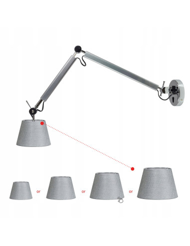 Lampa Ścienna ZYTA WALL S - Srebrna Lampa z Regulowanym Wysięgnikiem dla Nowoczesnych Wnętrz