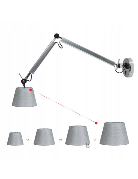 Lampa Ścienna ZYTA WALL S - Srebrna Lampa z Regulowanym Wysięgnikiem dla Nowoczesnych Wnętrz