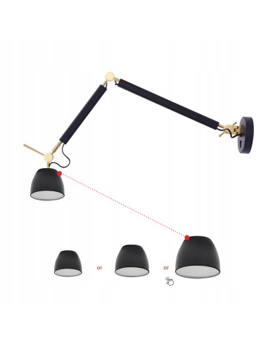 Kinkiet ZYTA WALL S w kolorze złotym z regulacją, nowoczesny design do sypialni, metalowy, E27, 60W