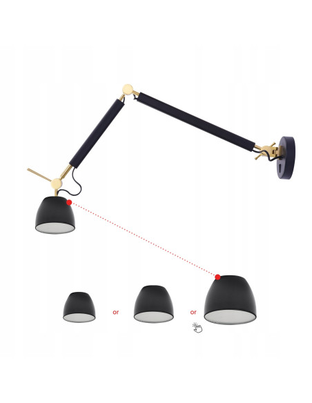 Kinkiet ZYTA WALL S w kolorze złotym z regulacją, nowoczesny design do sypialni, metalowy, E27, 60W