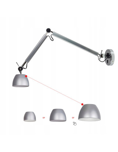 Lampa Ścienna ZYTA WALL S - Srebrna Lampa z Regulowanym Wysięgnikiem dla Nowoczesnych Wnętrz