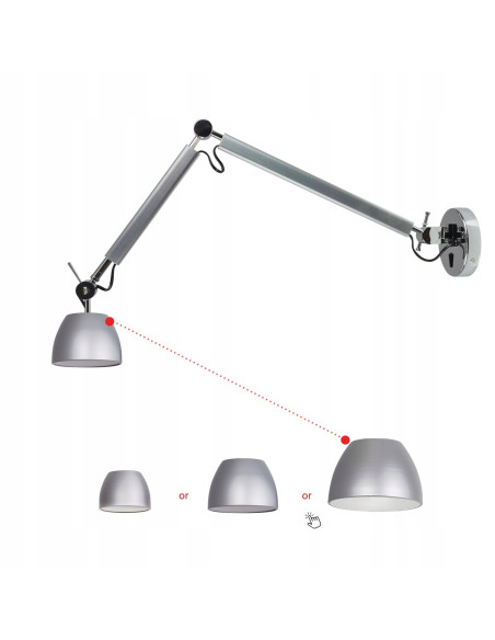 Lampa Ścienna ZYTA WALL S - Srebrna Lampa z Regulowanym Wysięgnikiem dla Nowoczesnych Wnętrz