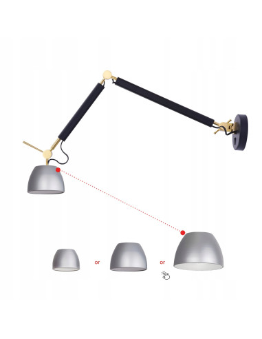 Kinkiet ZYTA WALL S w kolorze złotym z regulacją, nowoczesny design do sypialni, metalowy, E27, 60W