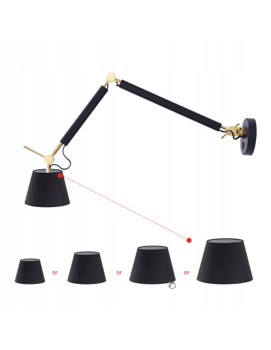 Kinkiet ZYTA WALL S w kolorze złotym z regulacją, nowoczesny design do sypialni, metalowy, E27, 60W