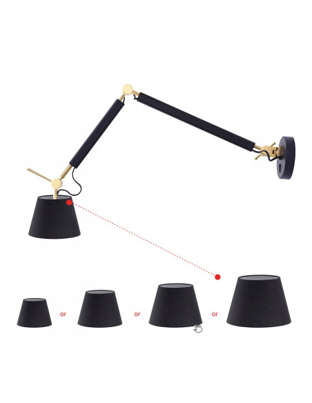 Kinkiet ZYTA WALL S w kolorze złotym z regulacją, nowoczesny design do sypialni, metalowy, E27, 60W