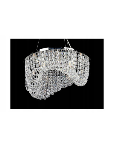 Lampa kryształowa CARMEN - elegancki żyrandol glamour, 6 punktów świetlnych, regulacja wysokości, metalowa konstrukcja