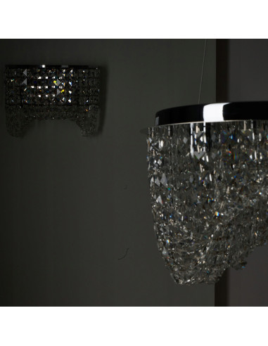 Lampa kryształowa CARMEN - elegancki żyrandol glamour, 6 punktów świetlnych, regulacja wysokości, metalowa konstrukcja