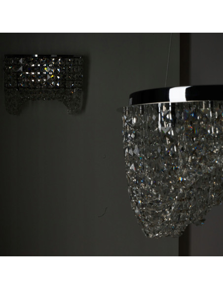 Lampa kryształowa CARMEN - elegancki żyrandol glamour, 6 punktów świetlnych, regulacja wysokości, metalowa konstrukcja