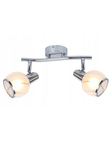 Plafon sufitowy MEGAN z eleganckim matowym kloszem szklanym, 2 punkty świetlne, kolor srebrny i szary, nowoczesny design.