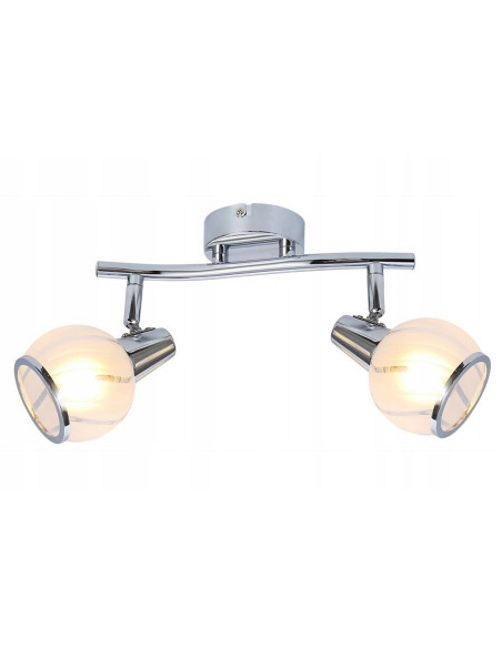 Plafon sufitowy MEGAN z eleganckim matowym kloszem szklanym, 2 punkty świetlne, kolor srebrny i szary, nowoczesny design.