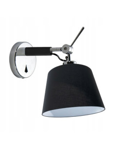 Kinkiet ZYTA z regulowanym abażurem - nowoczesne czarne oświetlenie metalowe z włącznikiem, elegancja na wyciągnięcie ręki