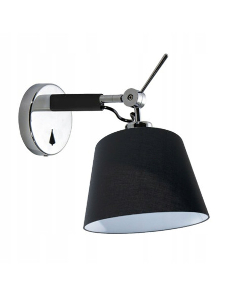 Kinkiet ZYTA z regulowanym abażurem - nowoczesne czarne oświetlenie metalowe z włącznikiem, elegancja na wyciągnięcie ręki