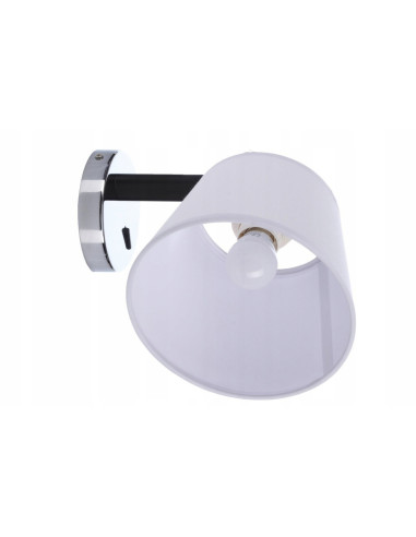 Kinkiet ścienny ZYTA z białym abażurem i chromowanym wykończeniem - elegancka lampa do sypialni i salonu