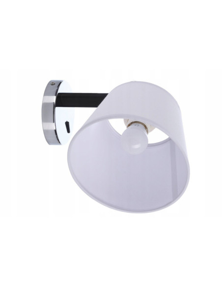 Kinkiet ścienny ZYTA z białym abażurem i chromowanym wykończeniem - elegancka lampa do sypialni i salonu