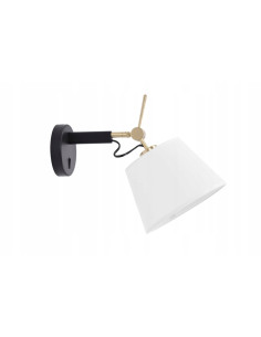 Elegancki kinkiet ścienny ZYTA WALL z regulacją, tkaninowym abażurem w kolorze białym, idealny do nowoczesnych wnętrz.