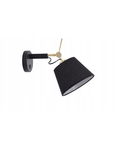 Kinkiet industrialny Zyta WALL z regulacją kąta światła - czarny z złotym akcentem do sypialni i biura