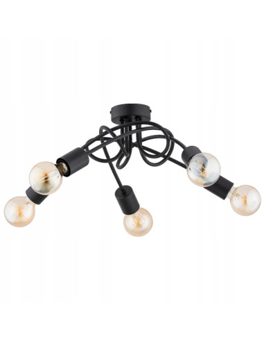 Lampa sufitowa DISEL CZARNA – nowoczesny plafon z odkrytymi żarówkami, idealny do loftowych i eleganckich wnętrz