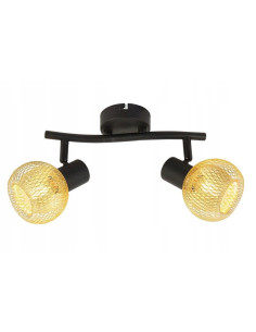 Spot sufitowy LORETTO - elegancki czarno-złoty design, 2 źródła E14, idealny do salonu i jadalni
