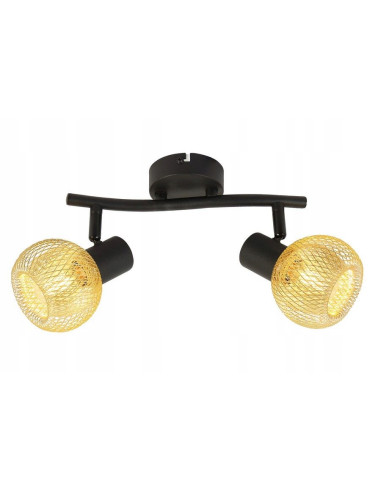 Spot sufitowy LORETTO - elegancki czarno-złoty design, 2 źródła E14, idealny do salonu i jadalni