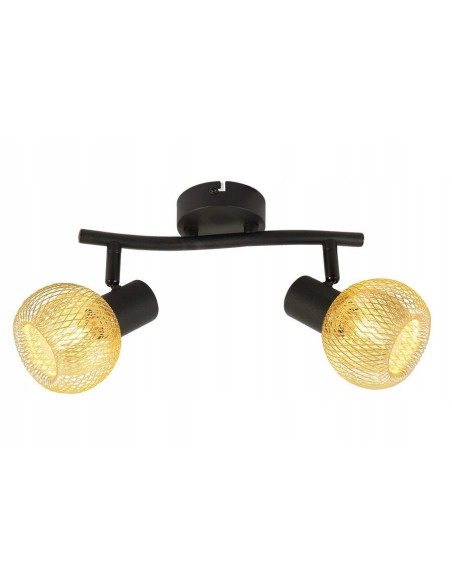 Spot sufitowy LORETTO - elegancki czarno-złoty design, 2 źródła E14, idealny do salonu i jadalni