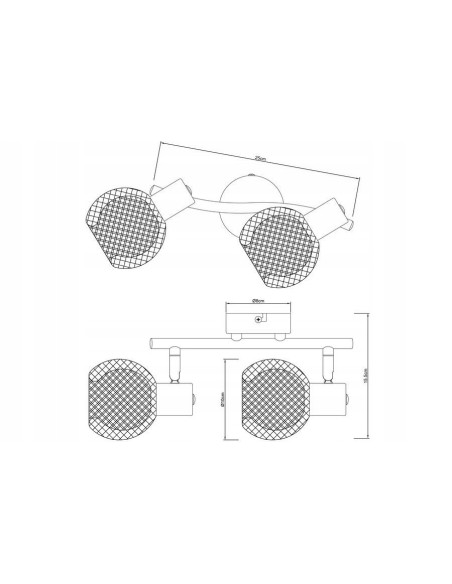 Spot sufitowy LORETTO - elegancki czarno-złoty design, 2 źródła E14, idealny do salonu i jadalni