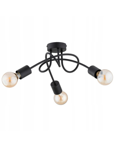 Plafon sufitowy DISEL CZARNY - Trzypunktowa lampa metalowa do nowoczesnych wnętrz, 48 cm, Alfa Sosnowscy.