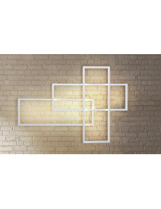 Nowoczesna Lampa Ścienna Quadratus LED - Biała Aluminium, 70x101 cm, Do Salonów i Jadalni, Eleganckie Oświetlenie 2