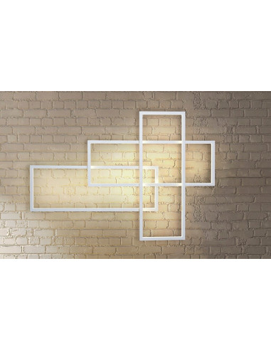 Nowoczesna Lampa Ścienna Quadratus LED - Biała Aluminium, 70x101 cm, Do Salonów i Jadalni, Eleganckie Oświetlenie