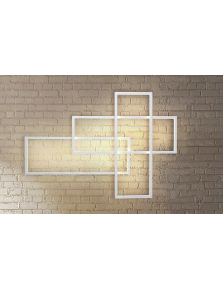 Nowoczesna Lampa Ścienna Quadratus LED - Biała Aluminium, 70x101 cm, Do Salonów i Jadalni, Eleganckie Oświetlenie