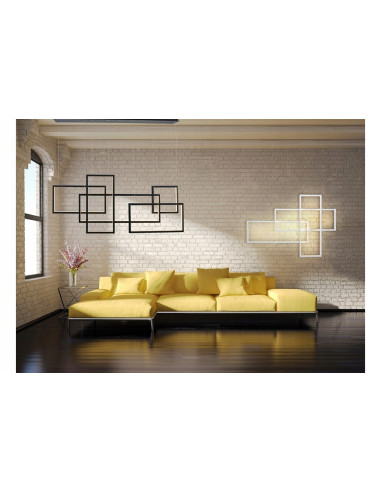 Nowoczesna Lampa Ścienna Quadratus LED - Biała Aluminium, 70x101 cm, Do Salonów i Jadalni, Eleganckie Oświetlenie