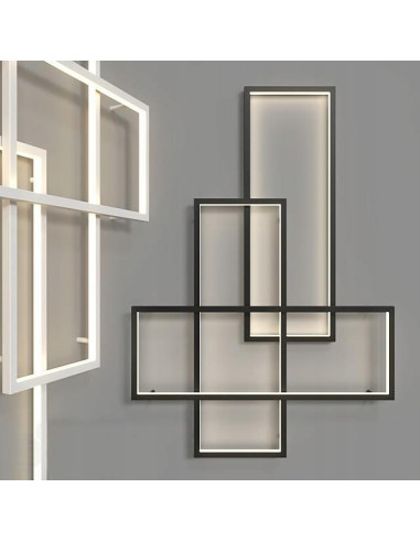 Nowoczesna Lampa Ścienna Quadratus LED - Biała Aluminium, 70x101 cm, Do Salonów i Jadalni, Eleganckie Oświetlenie