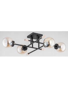 Lampa sufitowa TRANSFER CZARNA - Elegancki plafon retro z metalową konstrukcją, 4x E14, łączący styl z funkcjonalnością 2