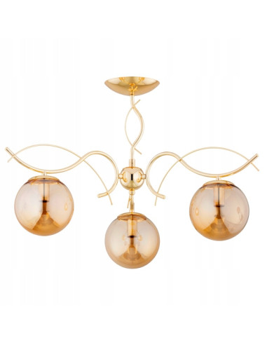 Elegancki żyrandol glamour PANDA ZŁOTY z regulacją oświetlenia i przezroczystymi bańkami do nowoczesnych wnętrz
